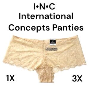 International Concepts Panties INC Women’s Size 1X 3X Lace Boyshort Underwear